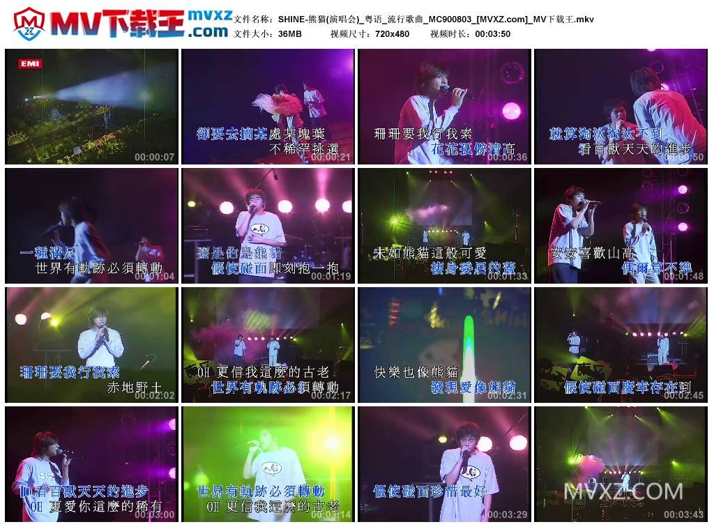 SHINE-熊猫(演唱会)_粤语_流行歌曲_MC900803